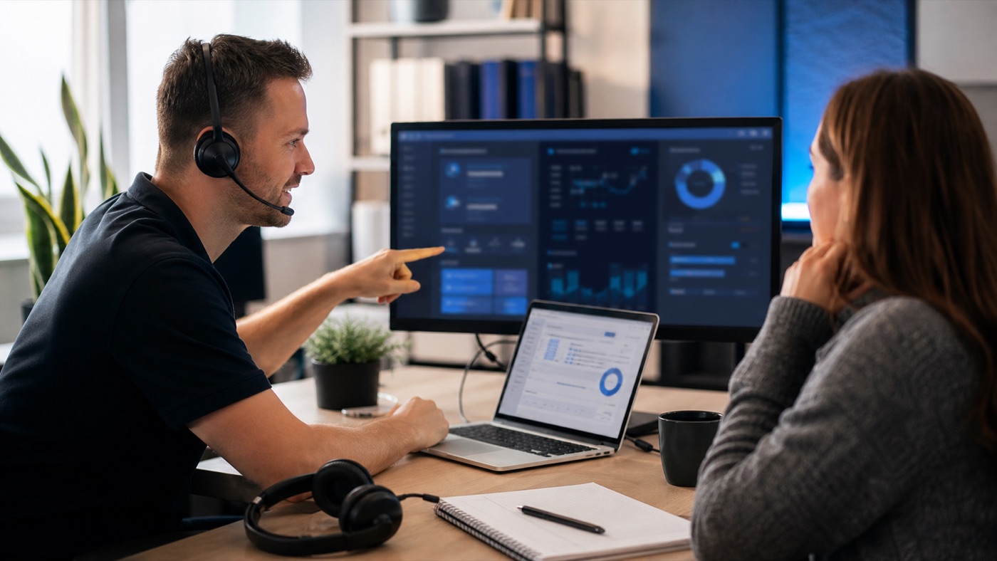 Support-Arbeitsplatz mit technischen Auswertungen